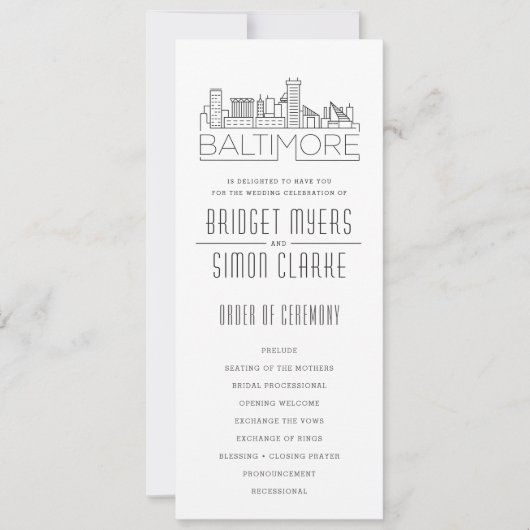 Baltimore Stylized Skyline | Weddenschap-programma Kaart (Voorkant)