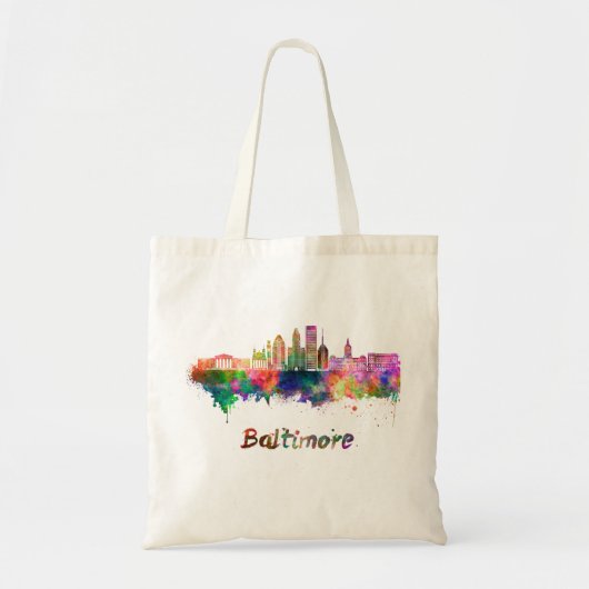 Baltimore V2 skyline in waterverf Tote Bag (Voorkant)