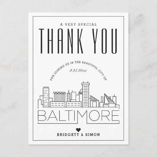 Baltimore Wedding | Bedankt voor komst! Briefkaart (Voorkant)