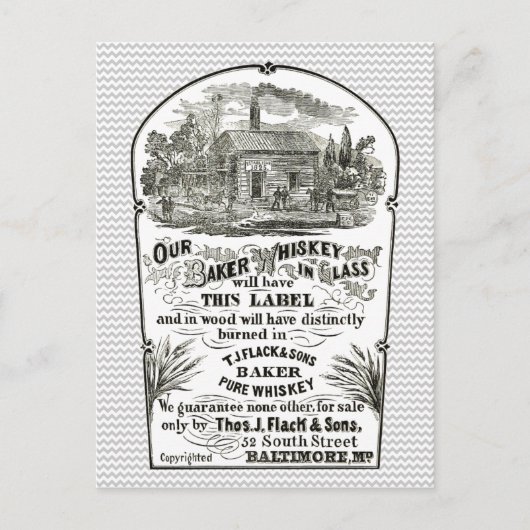 Baltimore Whiskey Vintage 1867 Briefkaart (Voorkant)