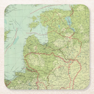 Baltische staten en Oost-Pruisen Vierkante Kartonnen Onderzetter