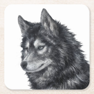 Balto Dog Vierkante Kartonnen Onderzetter