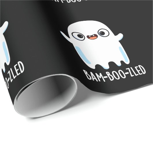 Bam-boo-zled Funny Halloween Ghost Pun Dark BG Cadeaupapier (Rol Hoek)