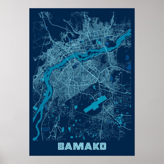 Bamako - Mali Peace City Map Poster (Voorkant)