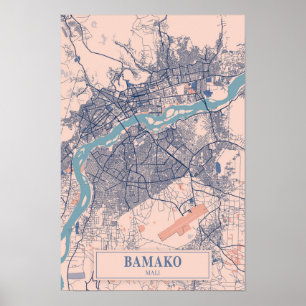 Bamako Mali Winderige Stad Kaart Reizen Poster