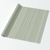 Bamanko Dotted Striped Mudcloth Pattern Sage Green Cadeaupapier (Uitgerold)