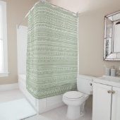 Bamanko Dotted Striped Mudcloth Pattern Sage Green Douchegordijn (In situ)