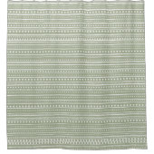 Bamanko Dotted Striped Mudcloth Pattern Sage Green Douchegordijn (Voorkant)