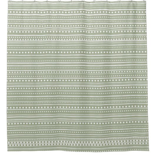 Bamanko Dotted Striped Mudcloth Pattern Sage Green Douchegordijn (Voorkant)