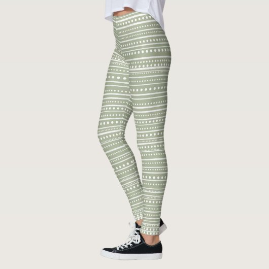 Bamanko Dotted Striped Mudcloth Pattern Sage Green Leggings (Links)