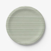 Bamanko Dotted Striped Mudcloth Pattern Sage Green Papieren Bordje (Voorkant)