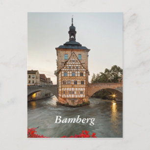 Bamberg Old Town Hall en Obere Bridge Briefkaart