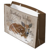 Bambi Deer Waterverf Gepersonaliseerd Groot Cadeauzakje (Achterkant Gekanteld)