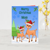 BambiDeer Christmas Folded Greeting Card Kaart (Gele Bloem)