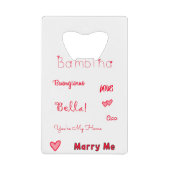 Bambina Love Quottes set Pack Kredietkaart Flessenopener (Voorkant)