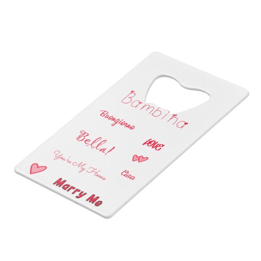 Bambina Love Quottes set Pack Kredietkaart Flessenopener (Achterkant Gekanteld)