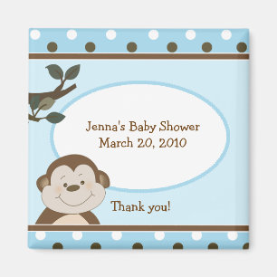 Bambino Cute Monkey Blue Favor Baby shower Magneet