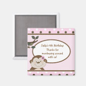 Bambino mignon Singe rose Faveur BIrthday Magnet (Recto/Verso)