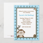 Bambino Monkey 5x7 Blue Birthday Kaart (Voorkant / Achterkant)