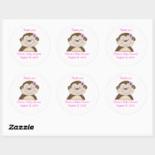 Bambino Monkey Roze Gepersonaliseerd Favor Sticker (Vel)