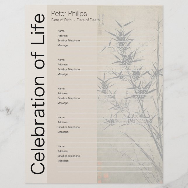 Bamboe 1 Memorial Guest Book Multomap Filler Pages (Voorkant)