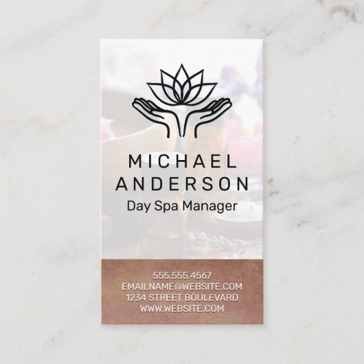 Bamboe achtergrond | Healing Hands Lotus Icon Visitekaartje (Voorkant)