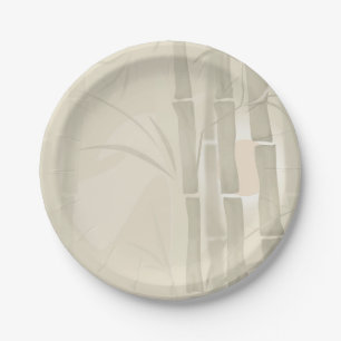Bamboe, beige achtergrond papieren bordje