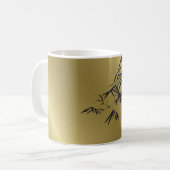 Bamboe blaadjes zwart + goud aangepaste geschenk M Koffiemok (Voorkant links)