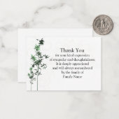 Bamboe blad na begrafenis bedankkaarten notitiekaartje (Voorkant / Achterkant in situ)