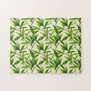 Bamboe bladeren patroon groen legpuzzel