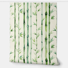 Bamboe bos groene bladeren Waterverf verwijderbaar Behang