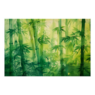 Bamboe bos Waterverf Perfect Poster