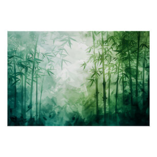Bamboe bos Waterverf Perfect Poster