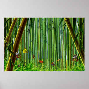 Bamboe & Butterfly Art 1 Poster