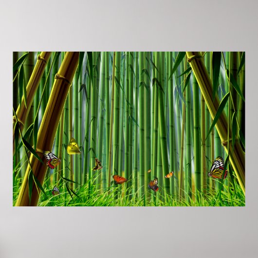 Bamboe & Butterfly Art 1 Poster (Voorkant)