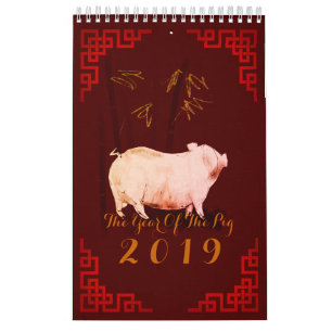 Bamboe Chinees Lijst Varkensjaar 2019 Kleurboek Kalender