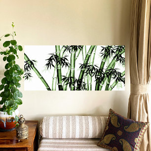 Bamboe Chinese Kunst - een - groen Canvas Afdruk