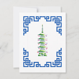 Bamboe Chinoiserie Pagode Kerstboom Notitiekaart Notitiekaartje