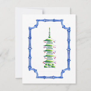 Bamboe Chinoiserie Pagode Kerstboom Notitiekaartje