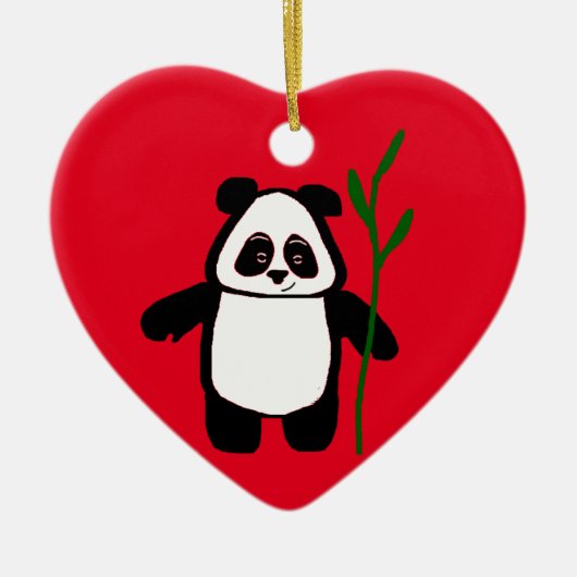 Bamboe de Panda Heart Ornament (Voorkant)