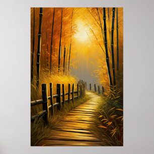 Bamboe elegantie, gouden avond poster