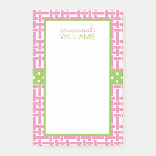 Bamboe en gepersonaliseerde Grosgrain Post-it Noti Post-it® Notes (Voorkant)