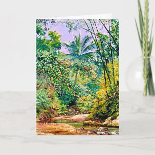 Bamboe en kokosbomen blanco briefkaart