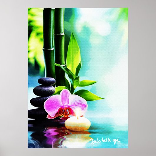 Bamboe en orchidee poster (Voorkant)