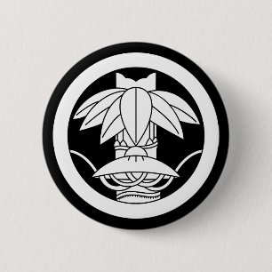 Bamboe en strohoed in cirkel ronde button 5,7 cm
