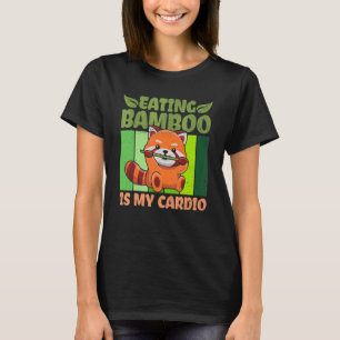Bamboe eten is mijn hart voor een rode panda t-shirt