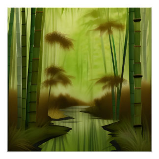 Bamboe Forest Traditional Chinese Painting Perfect Poster