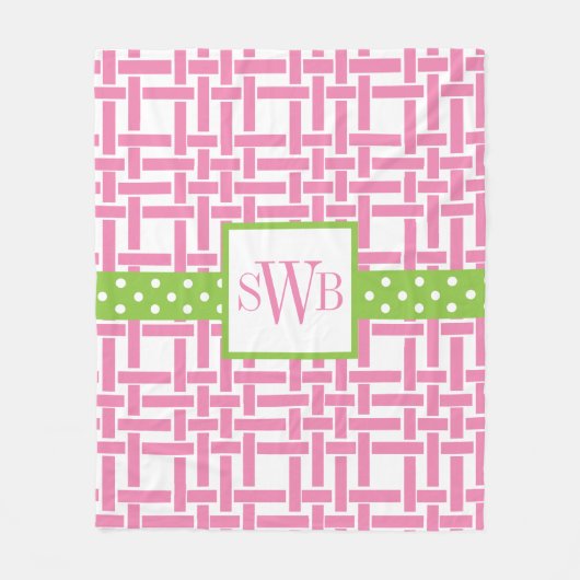 Bamboe & Grosgrain Monogrammed Fleece Blanket Deken (Voorkant)