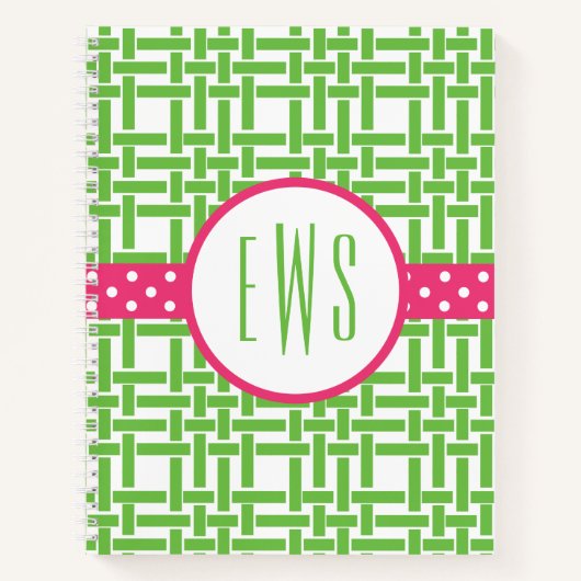 Bamboe & Grosgrain Monogrammen Spiral Notitieboek (Voorkant)
