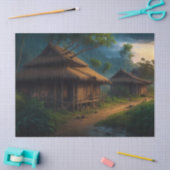 bamboe hut in het dorp decoupage tissuepapier (Craft)